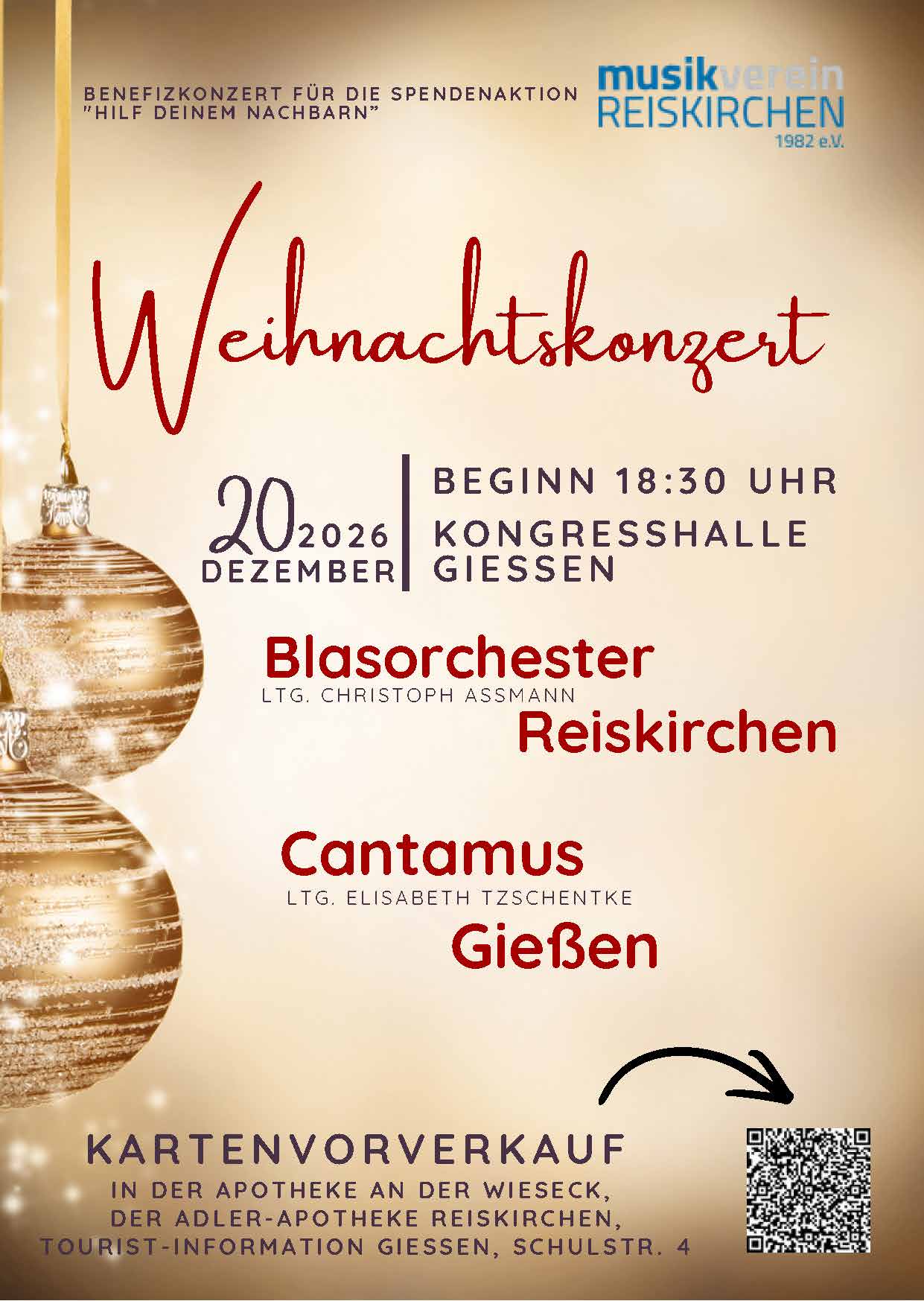 weihnachtskonzert 2026 blasorchester reiskirchen cantamus giessen